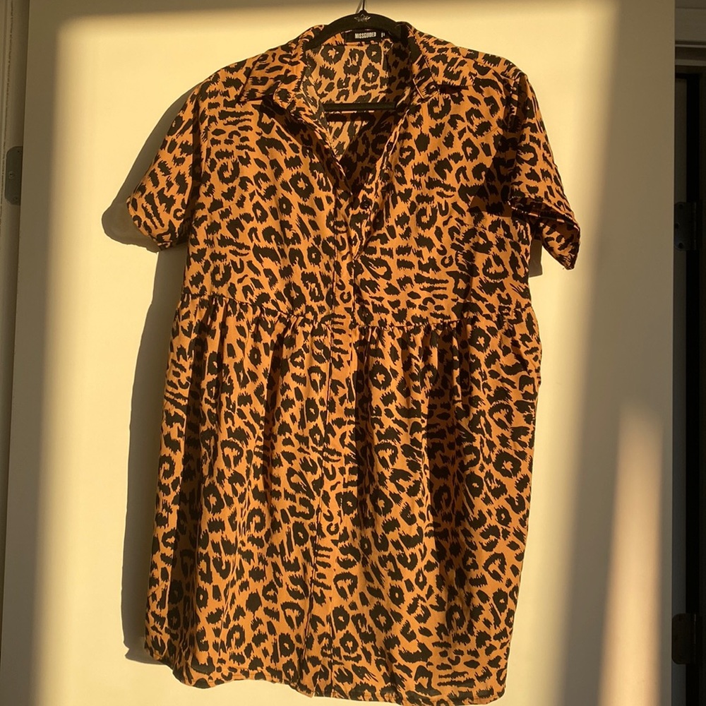 Missguided cheetah mini oversized smock dress